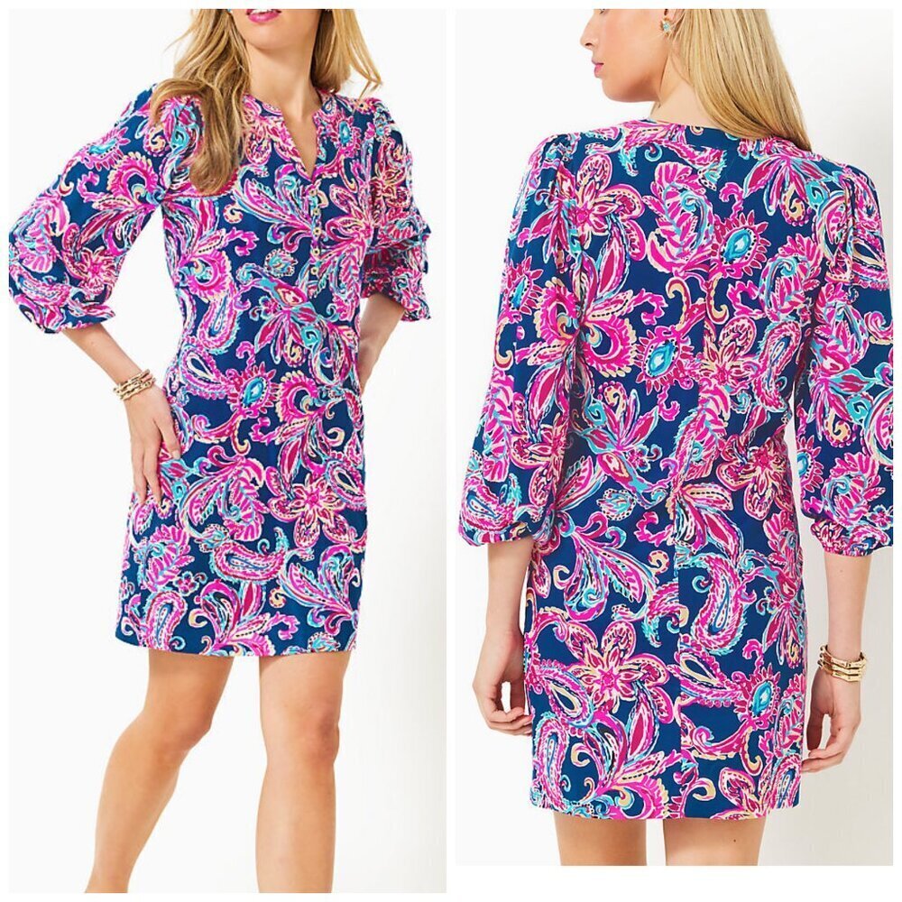 NWOT Lilly Pulitzer Emery Dress Multi Flitting About Medium
